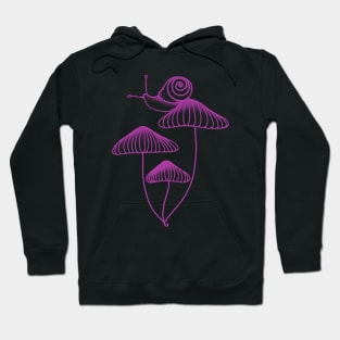 Pink Snail Sitting on Mushrooms Hoodie